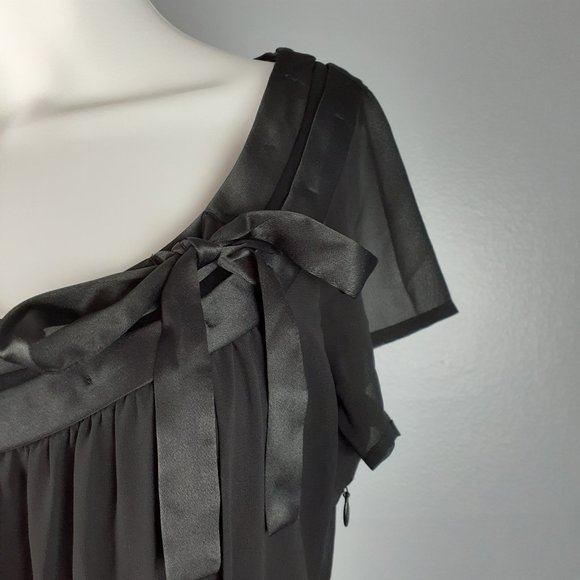 Esprit Collection Shift Dress Women's Size 8 Black Lined Ruched Bodice - Picture 3 of 7